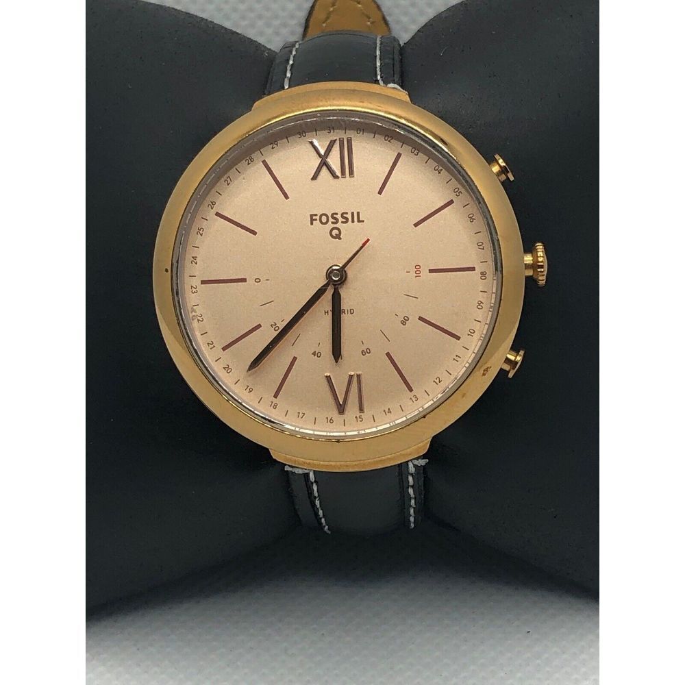 Fossil Q FTW5022 Women's Black Leather Analog Dial Wrist Hybrid Smart Watch HK18